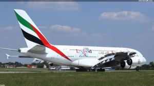 A-380-800 společnosti Emirates v Praze